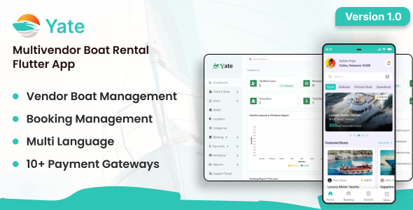 Yate - Multivendor Boat Rental Flutter App with Admin Panel