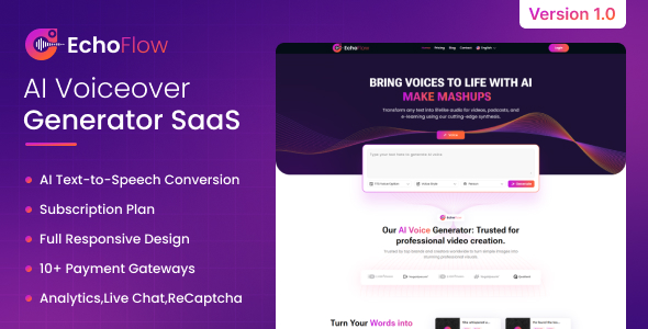 EchoFlow - AI Voiceover Generator SaaS